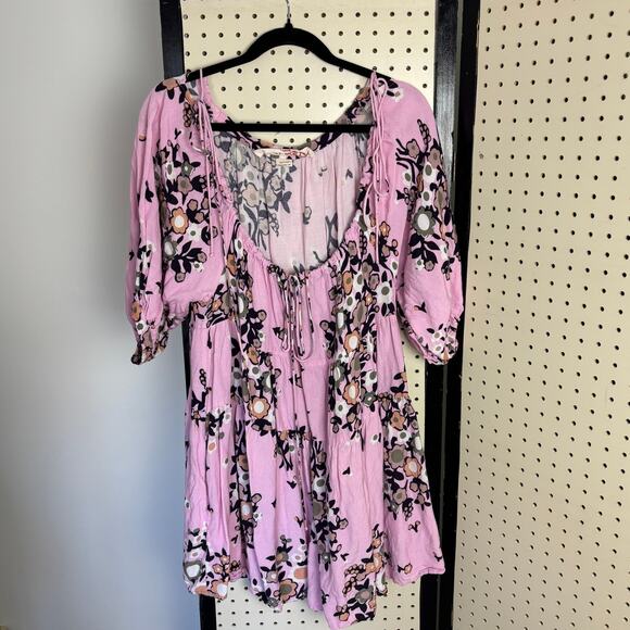 Kinga Csilla Lennon Liberty Babydoll Mini Dress Pink L — Boho Romantic - Picture 3 of 7